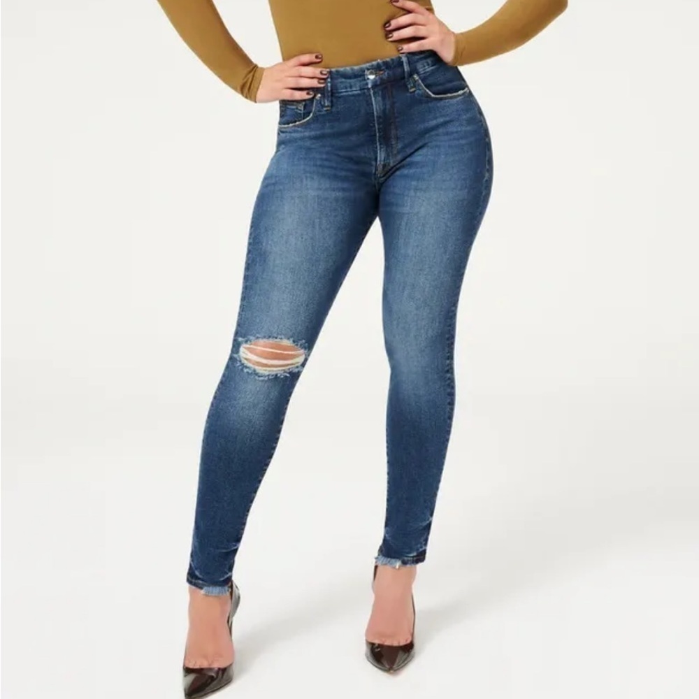 NWT Good American Good Legs Shadow Pocket High Rise Jeans in Blue 381